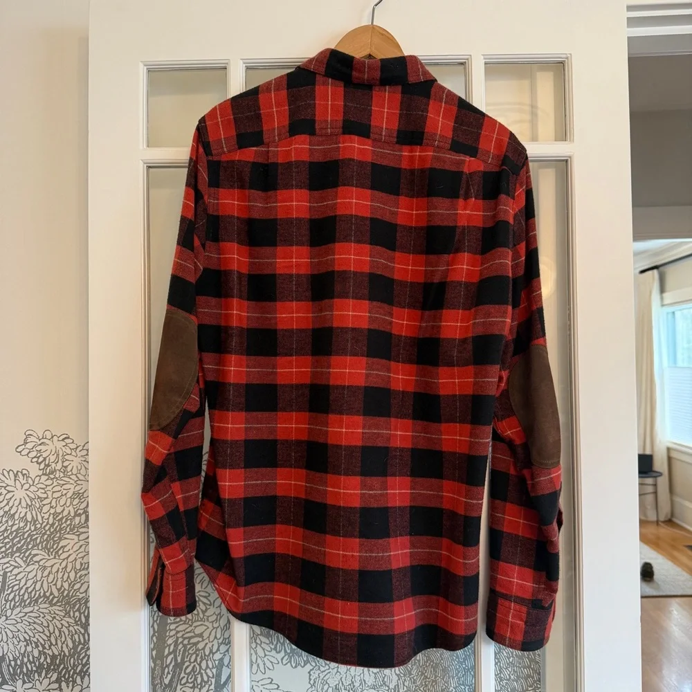 Vintage J.Crew Red and Black Plaid Men's Flannel Button Down Shirt Medium